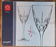 Royal Crystal Rock RCR Lead free Crystal 6 Goblets Made In Italy New