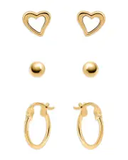 Aqua Heart, Sphere & Hoop Earrings, Set of 3