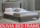 PREMIUM OLIVIA KING SINGLE DOUBLE QUEEN KING SIZE GREY VELVET WING BED FRAME