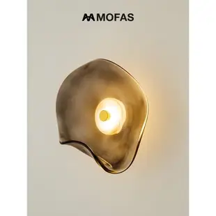 MOFAS北歐后現代簡約臥室客廳背景墻裝飾設計師圓形床頭極簡壁燈