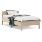 Rustic Solid Pine Wood Bed Frame with Headboard & Plywood Slats Without Mattress