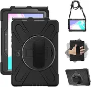 Samsung Galaxy Tab Active PRO 10.1 Case, Galaxy Tab Active4 PRO Case, Heavy Duty Rugged Shockproof Drop Protection Case with 360 Stand, Hand Strap & Shoulder Strap for SM-T540/T547/T630/T638 (Black)