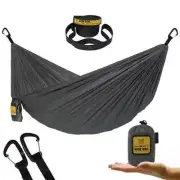 Wise Owl Outfitters Camping Portable Hammock Tree Straps Single Featherlite Grey