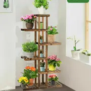 Fin 52" Tall Wooden Flower Display Stand Planter Shelf Multifunctional Storage Rack