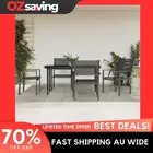 Garden Dining Set 5 Piece Black Steel Textilene Chairs Table Outdoor 0720