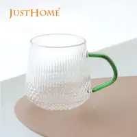 在飛比找momo購物網優惠-【Just Home】菱格紋線條耐熱玻璃馬克杯420ml 湖