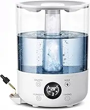 STORM HERO Air Humidifier for Bedroom - 4L Top Fill Humidifiers Cool Mist with 360° Nozzles, Auto Shut Off Humidify for Large Room, Plants, Baby Nursery, Indoor, Night Light, Easy to Clean