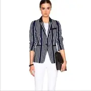 Rag & Bone Windsor Blazer Navy/White Striped Cotton Womens Size 2