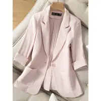 在飛比找ETMall東森購物網優惠-外套女雪紡粉色夏季休閑西裝外套
