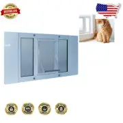 Adjustable Pet Door with Lock-Out Slide for Sash Windows 7" x 11-1/4" Flap