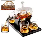 Whiskey Decanter Barrel Gift Set - Liquor Dispenser Whiskey Gifts for Men - S...