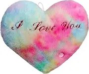 Light Up Pillow - Cute LED Lighted Heart Shape Decor Pillows Plush - 14.17in I Love You Valentines Day Plush Pillow Night Light, Huggable Plushie for Home Bedroom