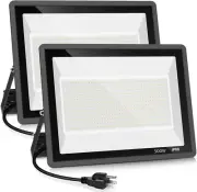 2 Pack 500W LED Flood Light Outdoor,2750W Equivalent Super Bright Floodlight wit