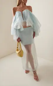 [Zimmermann] Crush Layered Silk Midi Skirt