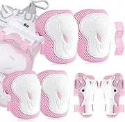 AresKo Kids/Youth Protective Gear Set, Kids Knee Pads and Elbow Pads Wrist Guard Protector 6 in 1 Protective Gear Set for Scooter, Skateboard, Bicycle, Inline Skating