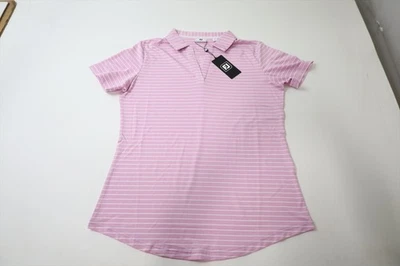 FootJoy Golf Open Collar Stripe Polo Womens Size Small ORCH/WH 971D New 01310530