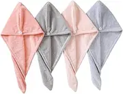 Baluue 4Pcs Fast Drying Hair Wraps Durable Shower Towels for Women Ultra Absorbent Coral Fleece Hair Drying Hats for Home Gym and Travel Use Fits