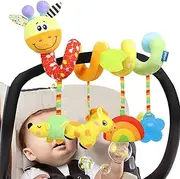 Plush Activity Toy, Plush Giraffe Squeaky Pram Crib Mobile Toy, Sensory Activity, Portable Interactive Game for Ages 0-1 Kids