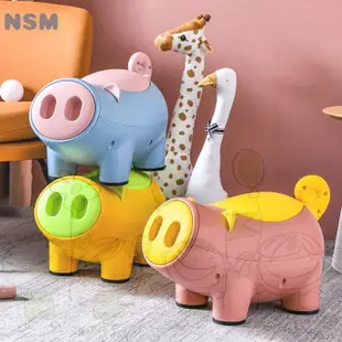 兒童玩具收納盒 收納架 兒童玩具收納凳 可坐人 塑料收納箱 萌萌豬 卡通豬豬 寶寶多功能儲物凳子 兒童玩具置物架 收納箱