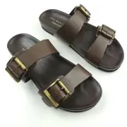 $120 Bloomingdale's Leather Devin Sandals Mens Size US 8 M Brown NEW