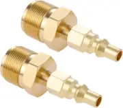 2PCS 1/4" Quick Connect Plug with 1"-20UNEF Male Thread BBQ Propane Adapter