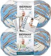 [Bernat Baby Blanket] Yarn - Big Ball (10.5 oz) - 2 Pack with Pattern (Little Royales)