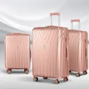 3 PCS Luggage Travel Suitcase Lightweight Hard Shell Trolley Bag Carry Case Pink