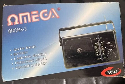 OMEGA BRONX-3 AM/FM Band Battery Radio With Vol Control( Box Marked )