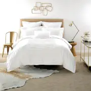 Linen House 500TC Lawson White Quilt Cover Set - Queen Size