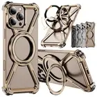 For iPhone 13 14 15 16 Pro Max X-Shaped Metal Case MagSafe Magnetic Ring Stand