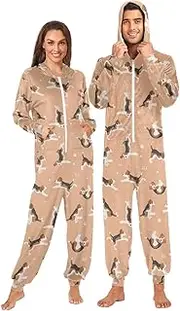 [Joisal] Yoga Posing Dogs Adult Pjs Onesie with Pocket Women Onesie, Pajama Party Small