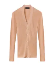 metallic-threading ribbed-knit cardigan IT44 Nude