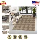 Stylish Non-Slip 3x5 Washable Checkered Easy Jute Rug for Indoor Outdoor Use