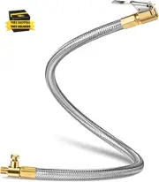 20'' Tire Inflator Extension Hose Adaptor with Quick Release, Clip-On Locking Ai