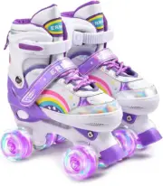 Roller Skates,4 Size Adjustable Toddler Roller Skates with Light up Wheels for f