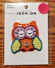 Design Loft Iron-On Bright Colorful Owl 2" Patch 1932433 Flower Orange Purple