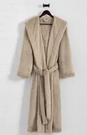 POTTERY BARN FIRESIDE ROBE HOODED SOFT SHERPA POCKETS MEDIUM MOCHA NEW