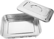 Healeved Box Case Sterilizer with Lid Instrument Tray Tray Silver Stainless Steel