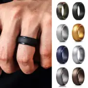 Men Sport Silicone Ring Antibacterial Rubber Bands Flexible Ring Hypoallergenic@