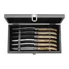 Laguiole Steak Knife Set in Black Lacquer Gift Box by Laguiole France