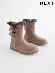 Neutral Brown Wide Fit (G) Warm Lined Zip Boots (650457) | $33 - $40