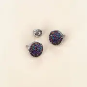 Amalgam White Gold Layered Champagne Stone Stud Earrings 15mm