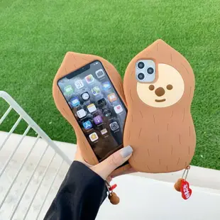 卡通立體花生人掛件蘋果12mini手機殼SE2全包iphone11ProMax軟XSMAX男XR潮女款8xs情侶6s可愛7P保護套8plus新