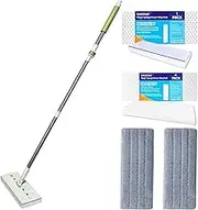 Mops for Floor Cleaning,60" Adjustable Mop Handle with Flexible 13" Flat Head with Microfiber Pad and Magic Sponge Eraser Mop Pads