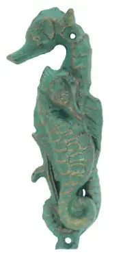 Nautical Verdigris Seahorse Door Knocker Beach Ocean Shore Cast Iron