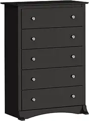 [Prepac] Sonoma Superior 5 Drawer Chest of Drawers for Bedroom - Spacious and Stylish Chest of Drawers with 45 cm D x 80 cm W x 112 cm H, in Black Finish