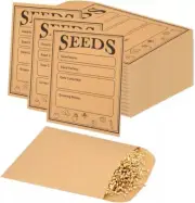 150Pcs Seed Saving Envelopes, 4.7X3.1 Inch Reusable Seed Kraft Storage Organizer