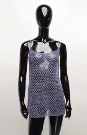 Rare Oliver by Valentino Vintage 90's Net Crochet Mohair Blend Sparkle Tank Top