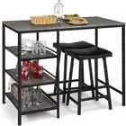 3-Piece Dining Table Set, Counter Height Table Set W/2 Bar Stools, Modern Indust