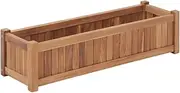 Solid Teak Wood Raised Garden Bed Box for Outdoor Herbs, Vegetables, and Flower Planter – 100x30x25 cm